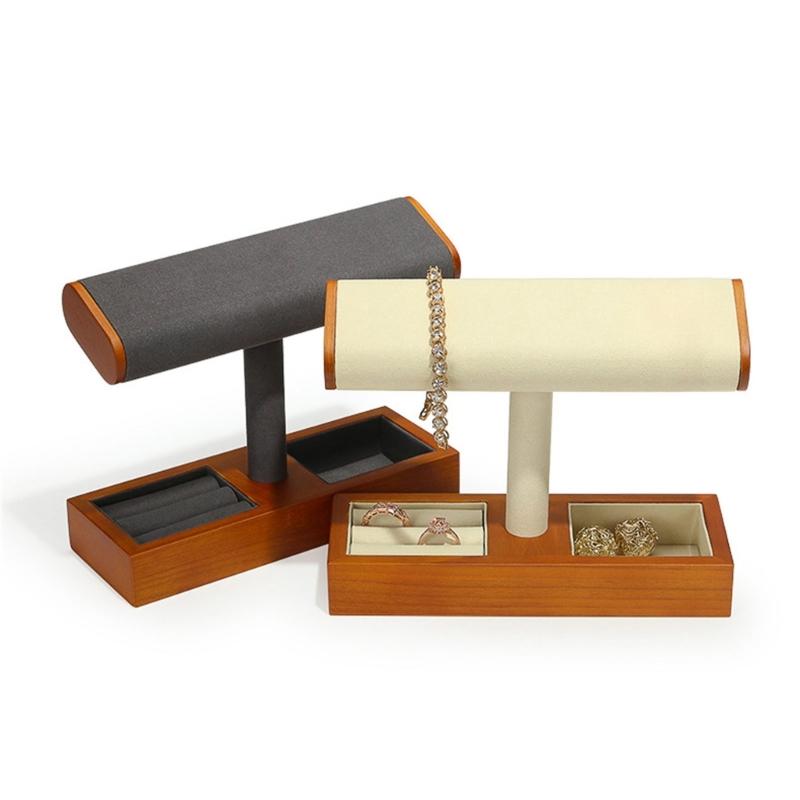 Elegant Wood T Bar Display Holder Versatile Solid Wood T Bar Jewelry Display Holder for Trade Shows and Retail