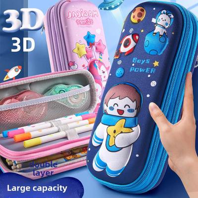 3D Double-Layer Pencil Case for Kids: Large Capacity for Boys & Girls