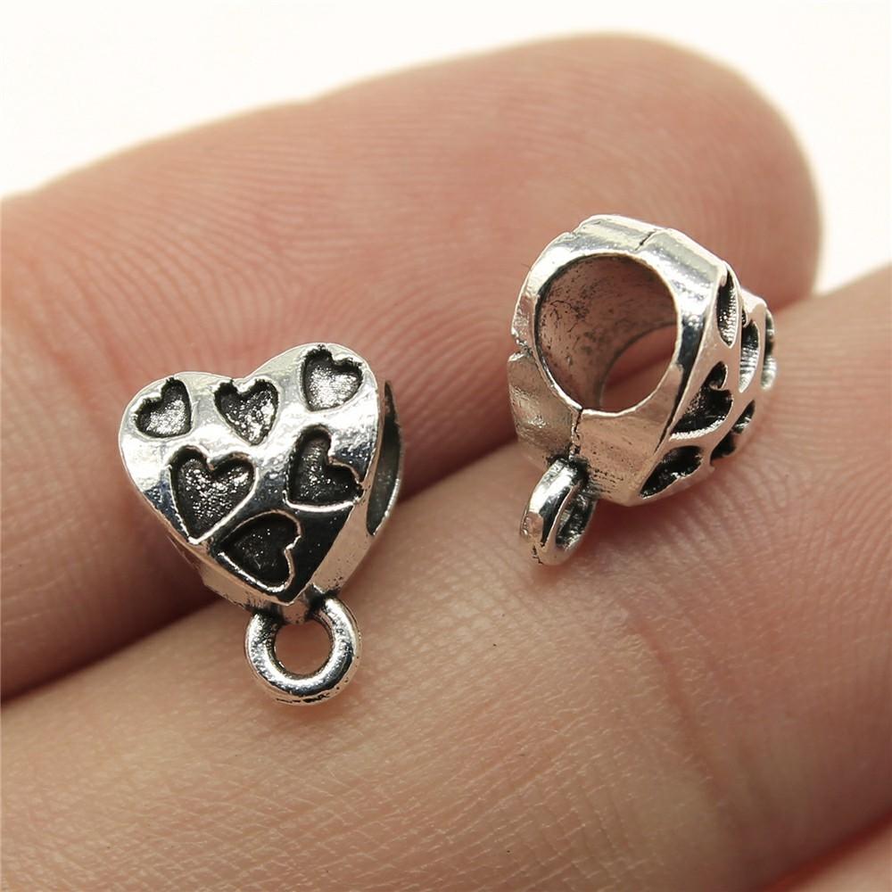 10pcs Heart Charms For Jewelry Making Antique Bronze Silver Color DIY Crafts Making Findings Handmade Tibetan Jewelry