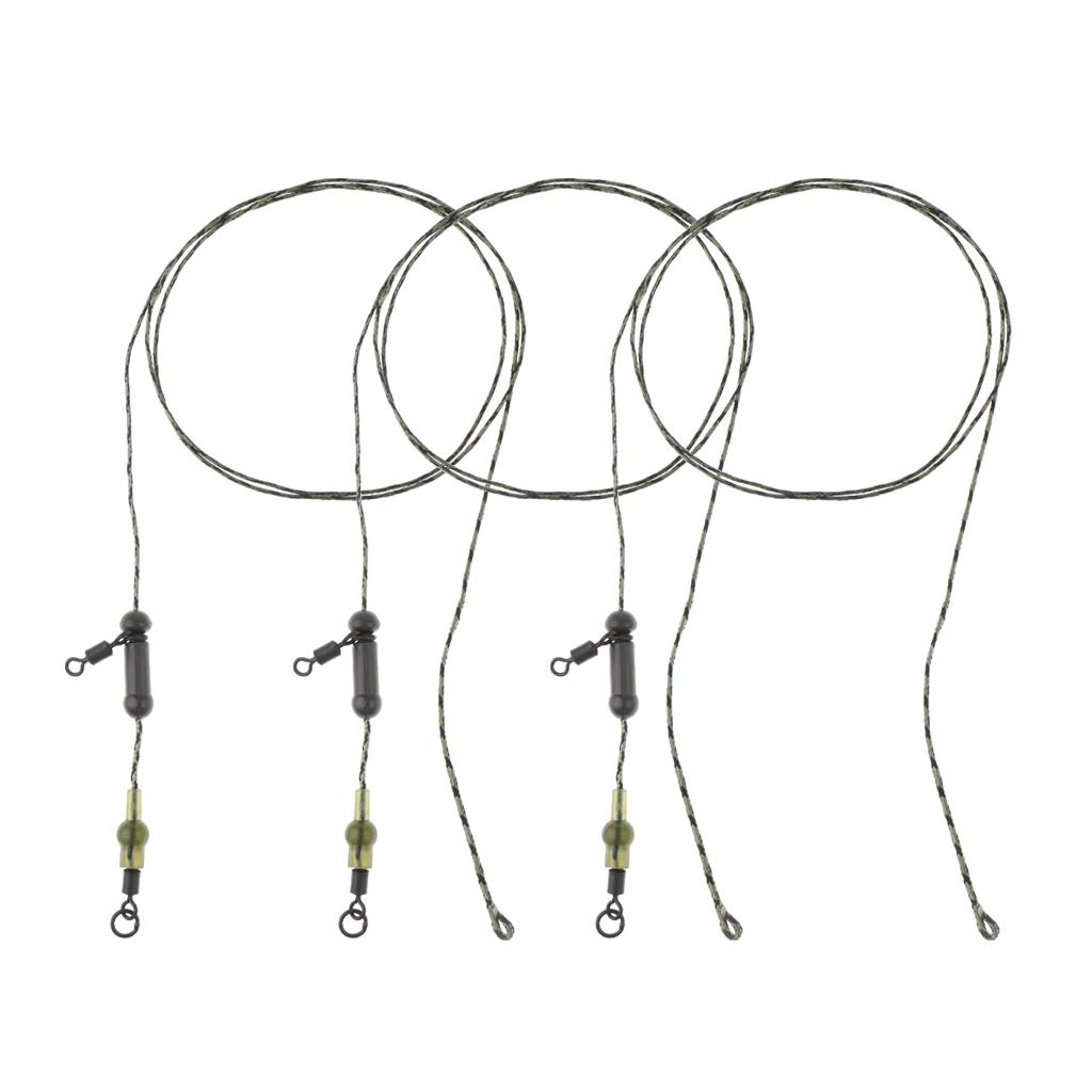 Pack of 3Pcs Carp Fishing Quick Links Swivels Hair Rigs Clip Sleeves and 81cm Braided Thread 6
