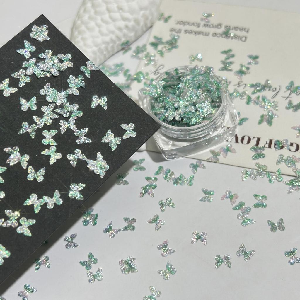Gradient Butterfly Sequin Nail Art Decorations - Colorful Starry Sky DIY Materials