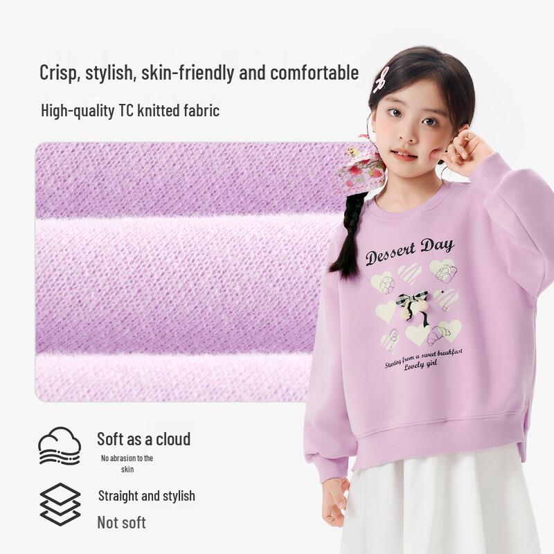 Xiaoyinman Girls' Casual Slit Hem Pullover Sweatshirt
