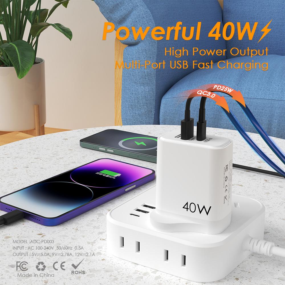 40W Super Flash Charger A+C PD25W EU/UK Adapter