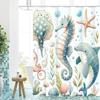 Painting Style Sea World Hippocampus  Bathing Curtain  Bathroom Shower Curtain Waterproof With 12 Hooks Home Deco