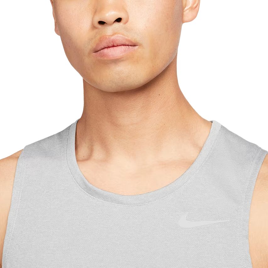 Nike Dri-FIT Miler Solid Color Running Casual Loose Comfortable Cool Breathable Crew Neck Sleeveless Tank Top Men Tops Gray DV9322-097