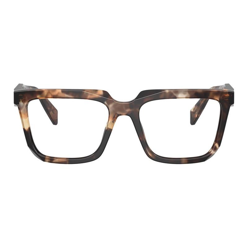 Prada Temple Letter Logo Rectangular Optical Glasses Women's Brown Brown 54