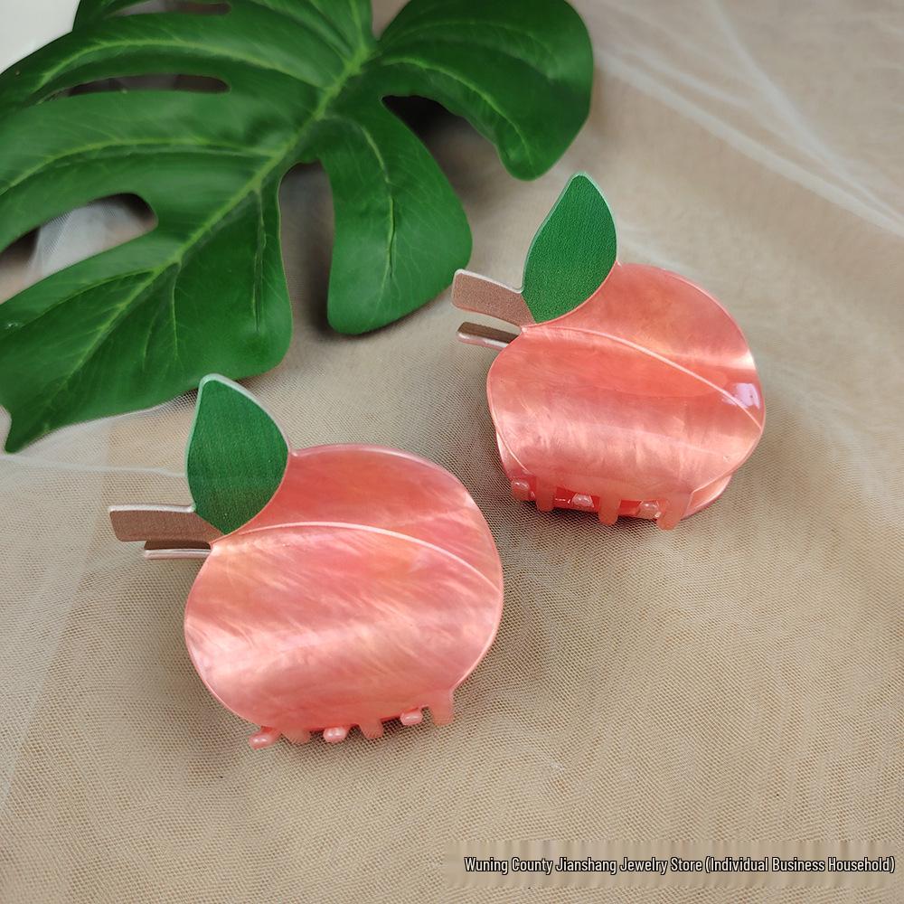 Korean Acetate Large Fruit Claw Clip for Updo - Gourd, Peach, Pear Hair Accessory