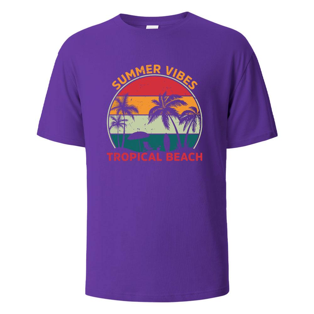 SummerVibes Printing Mens Tshirt Casual Breathable Tshirts 100Cotton Funny Tops Street Oversized TShirts For Men Women Oneck