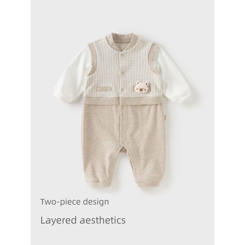 David Bella Newborn Romper 2026 Spring New Style Baby Boy Class a Infant Jumpsuit Faux Two-Piece Romper