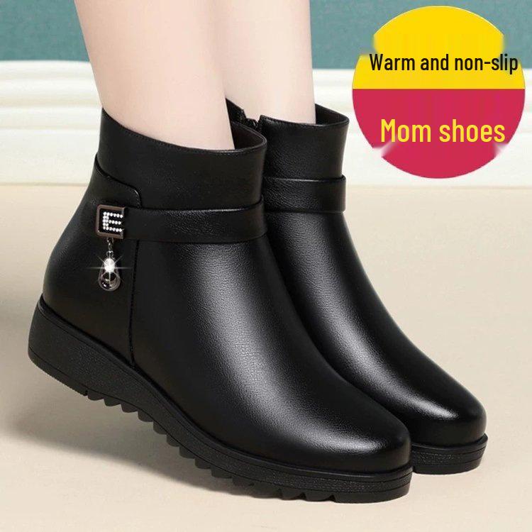 

Зима 2025 Женские нескользящие ботильоны на флисовой подкладке - Универсальные и теплые для женщин среднего и пожилого возраста 36