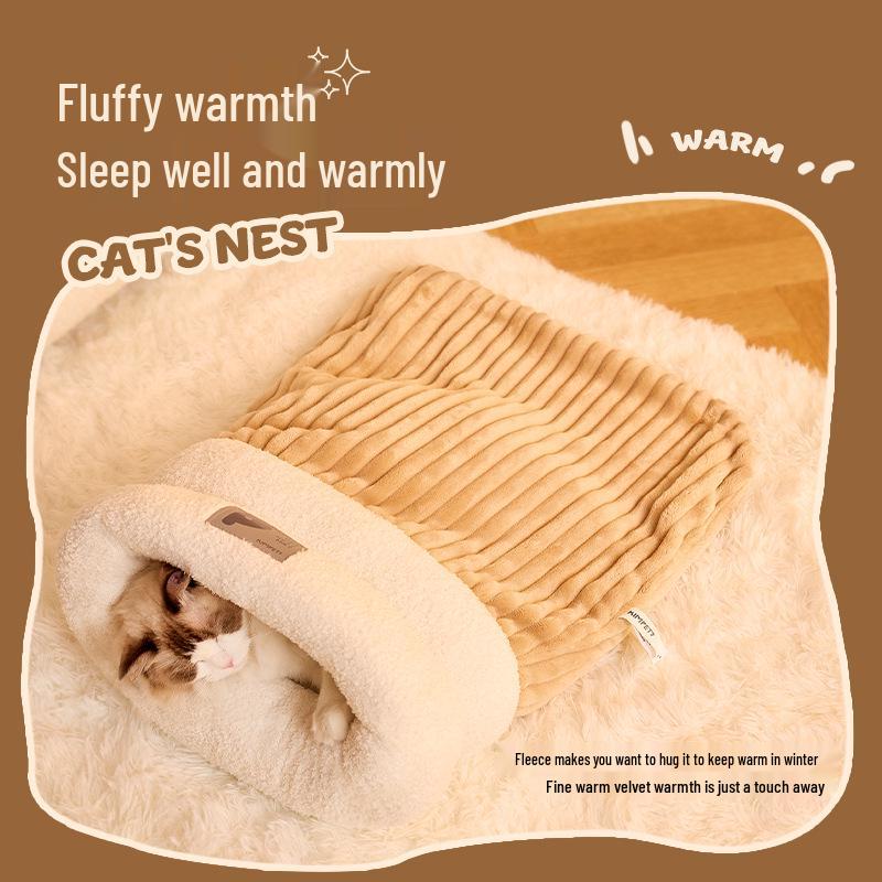 Warm Winter Cat & Dog Sleeping Bag: Cozy, Secure Pet Bed