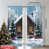 2pcs 2D Flat Printing Merry Christmas Popular Window Curtains Cozy Cabin Christmas Snow Gifts 100% Polyester Without Electricity