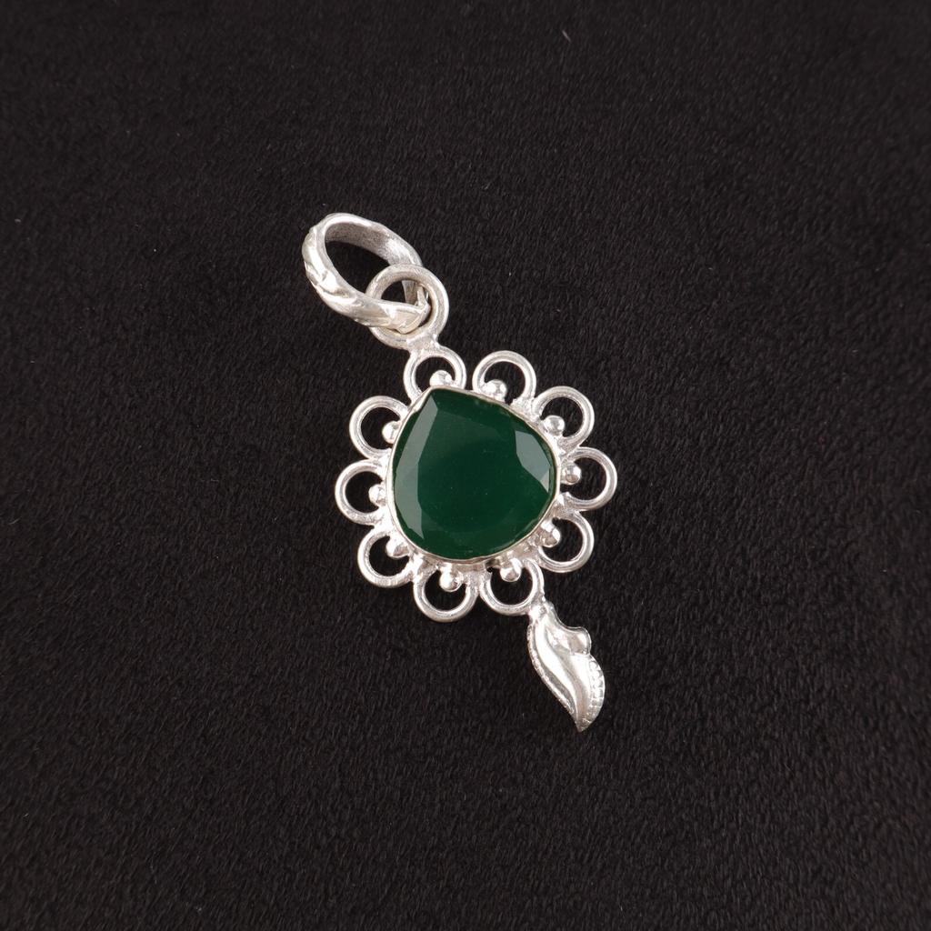Onix Verde Natural Argint Sterling Lucrat Manual Cadou de Ziua de Naștere Bijuterii Pandantiv Nou PP-4-17