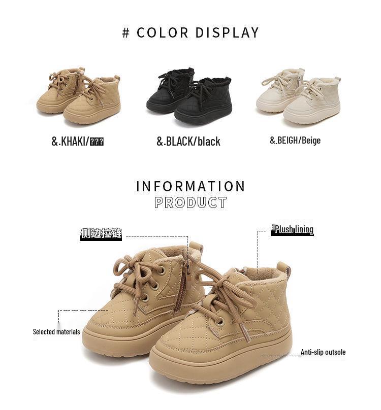 Weiche Sohle Kurze Stiefel für Jungen & Mädchen - Fleecegefütterte Baby Lauflernschuhe & Warme Winter Schneestiefel