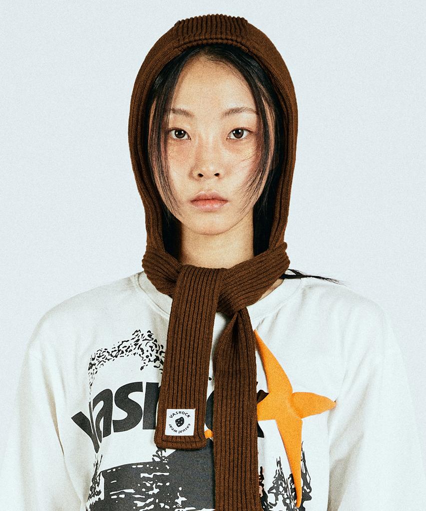 VASROCK Churros Knit Scarf Balaclava Brown