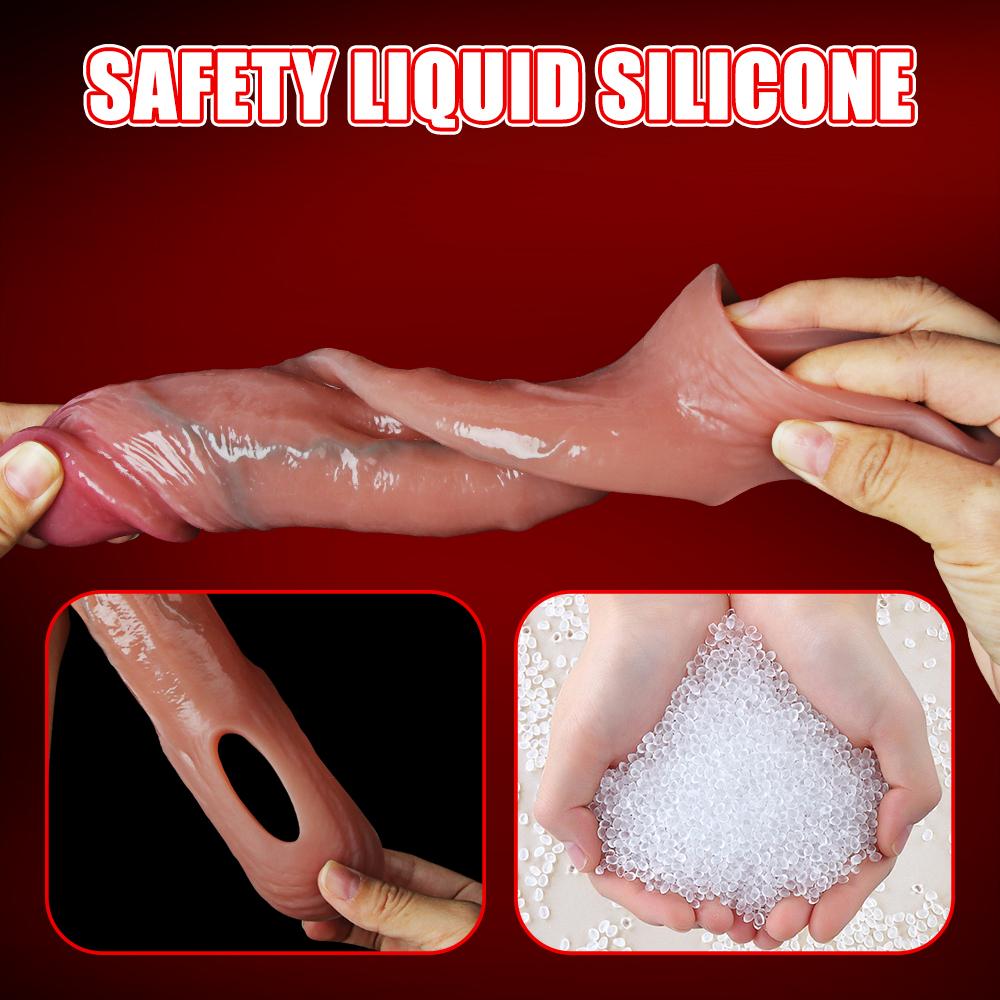 Weiche Penishülle mit echten Adern, Penisverlängerung, Silikonkondome, Verzögerung der Ejakulation, Sexspielzeug für Männer, Vergrößerung, längere Penishülle