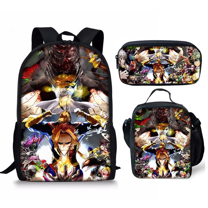 My Hero Academia Schülerrucksack mit Polyesterfutter und Anime-Cartoon-Design für Teenager