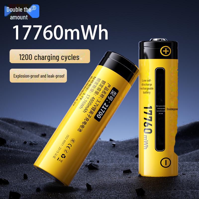 New 3.7V 21700 Rechargeable Lithium Battery, 17760 mWh Capacity.