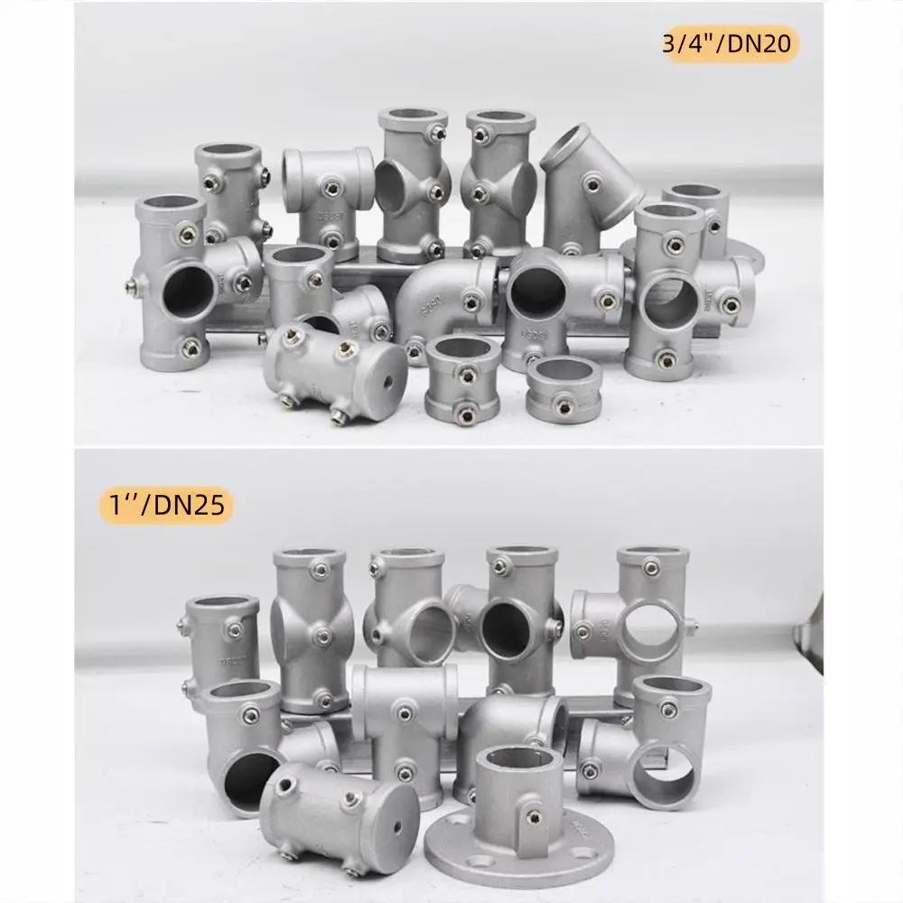 1\2''/3\4"/1'' Pipe Fitting Connector Fixed Buckle Circular Frame Fasteners Elbow Aluminum Alloy Steel Circular Pipe Connector
