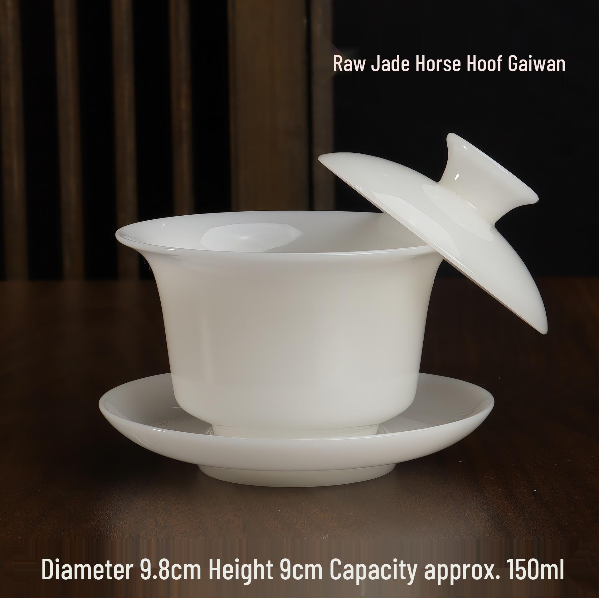 

Large Raw Jade Porcelain Gaiwan: Suspended, rotatable, cool to touch.