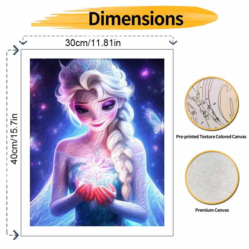 Disney animation digital oil painting Elsa diy handpainted coloring painting home decoration princess sparkling aesthetic wall art canvas