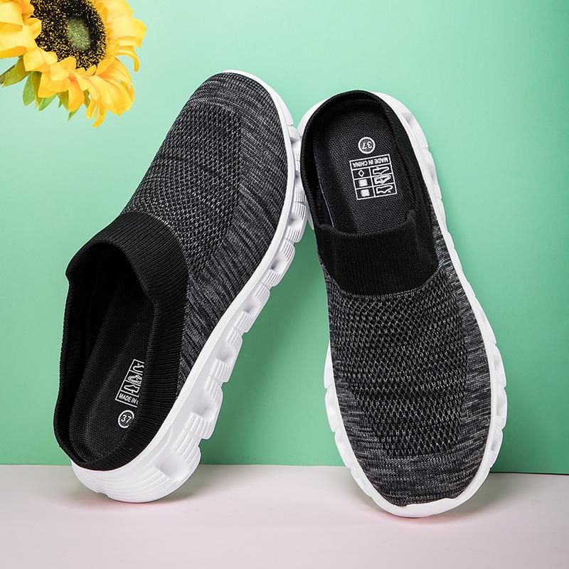 Baotou half slippers new outer wear maternity shoes soft sole large size cotton slippers knitted office