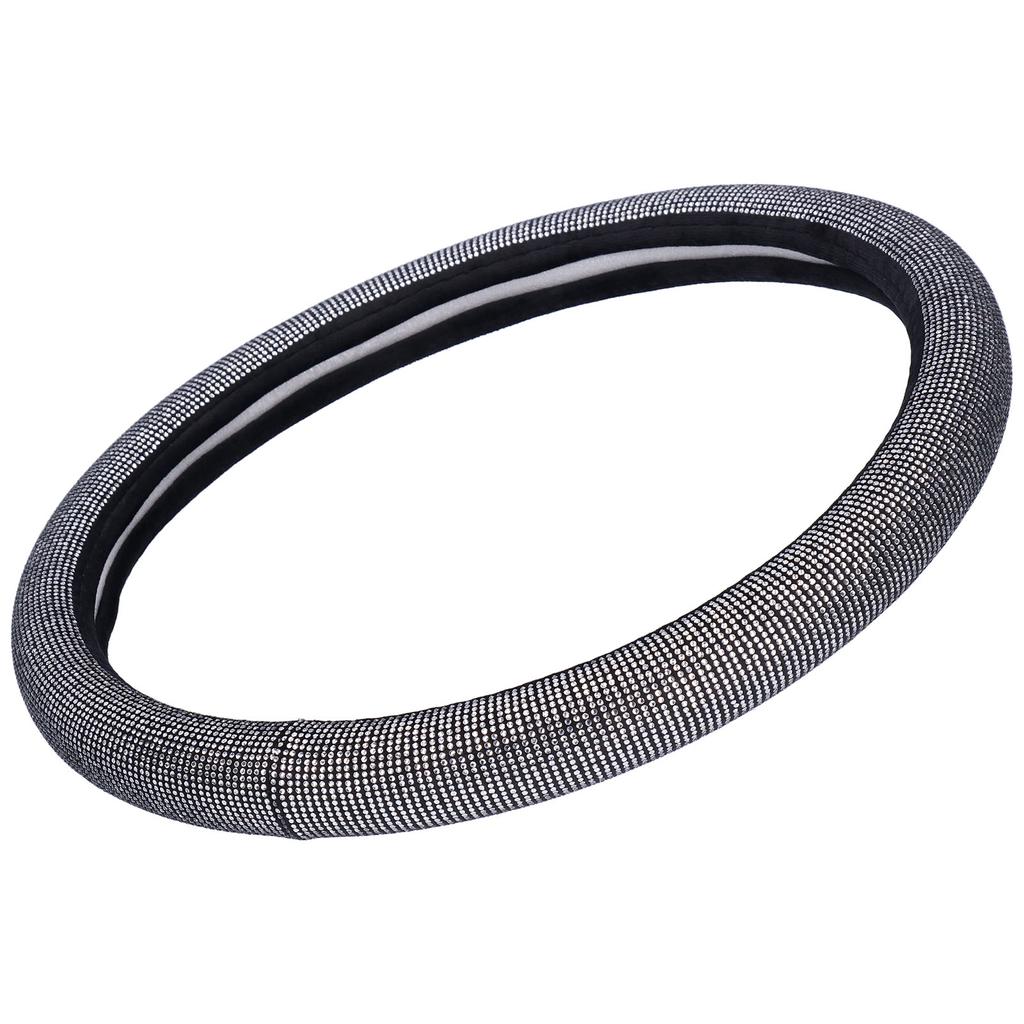 Steering Wheel Cover Rhinestone Artificial Leather Universal 14.5‑15in Decoration for Woman Girl