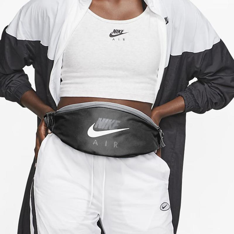 Nike Polyester Crossbody Bag, Fanny Pack Regular Unisex Black Gray Casual CW9263-010