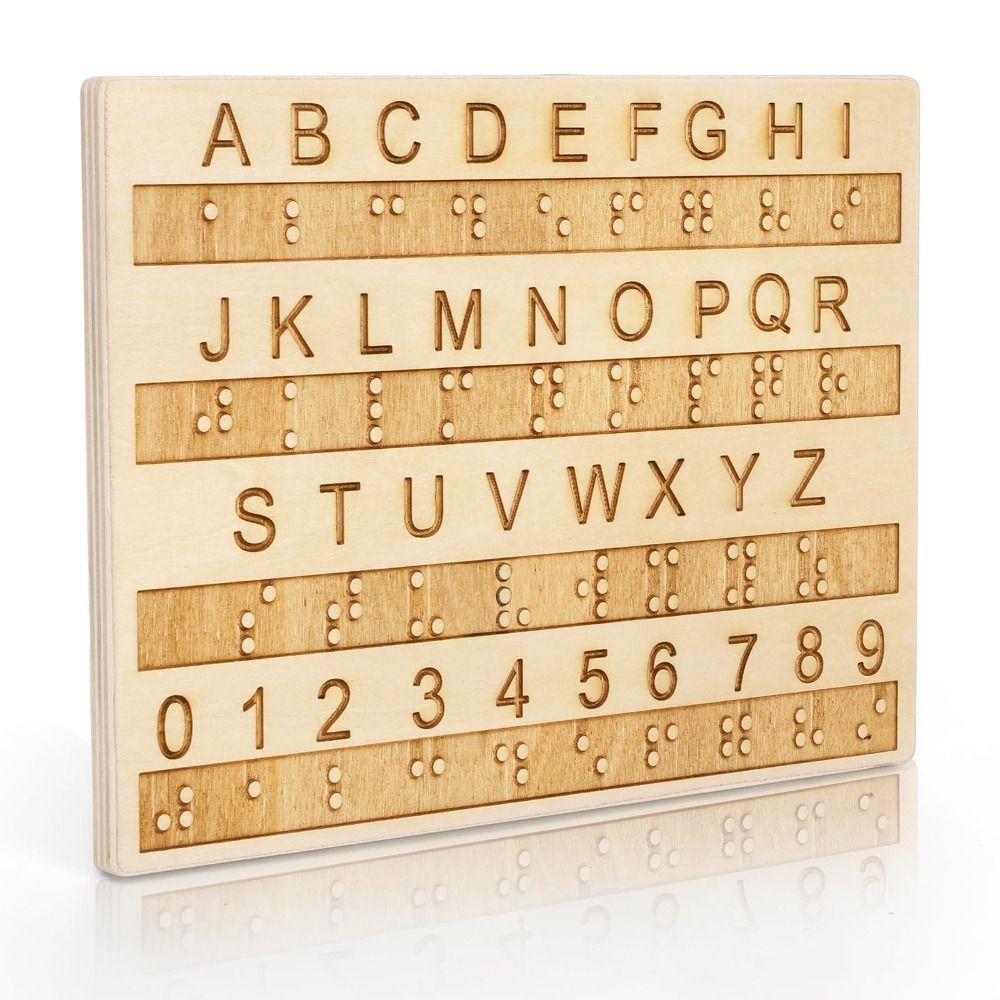 Thickened Braille Alphabet Board Wooden Braille Self-Learning Tool  Visual Impairment Aids