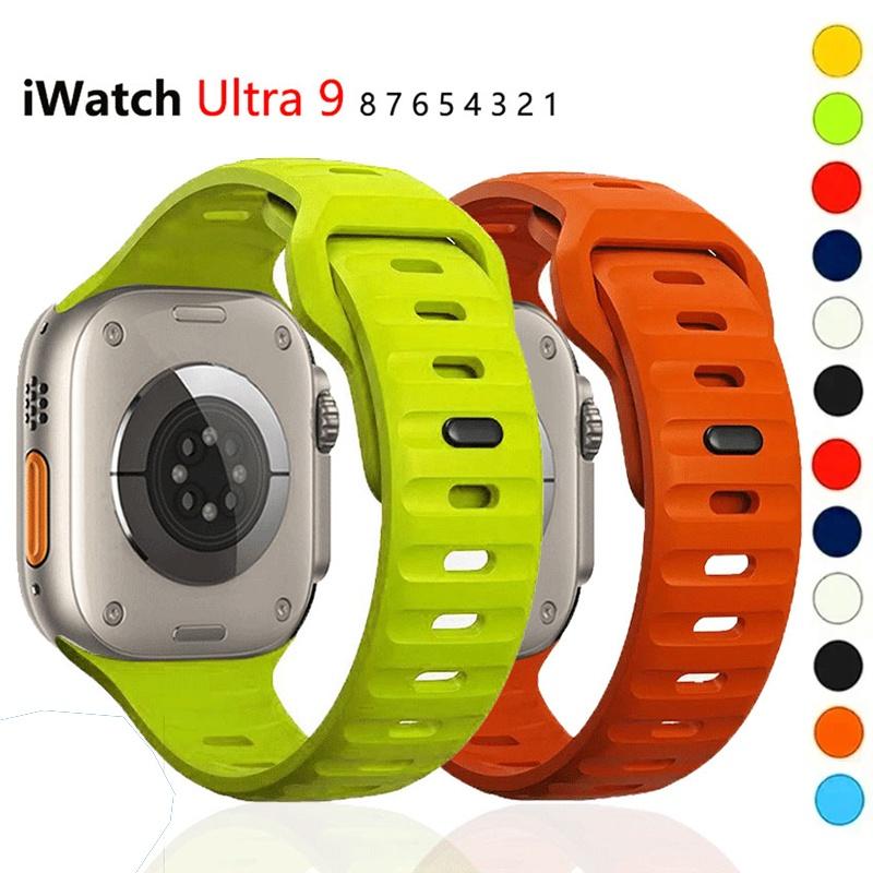 Silicone Straps For Apple Watch Band 49mm 41mm 45mm 44mm 40mm 38mm 42mm Bracelet For iWatch Series 9 8 7 6 5 4 Ultra 3 2 1 SE