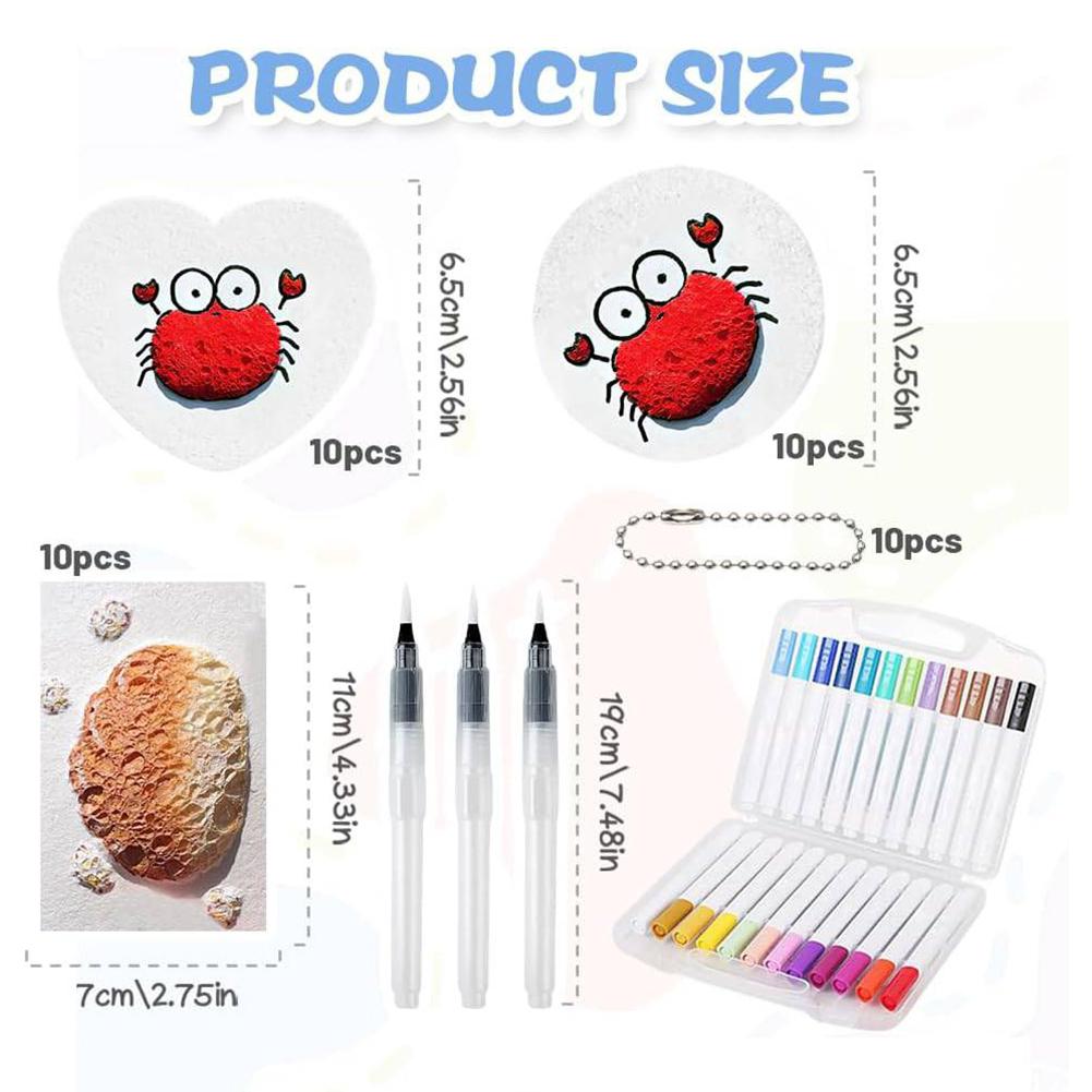 Foam Texture Painting Paper with 24 Marker Pen&10 Chian Puffy Texture Paper Magic Puffy Paint Kit 3D Drawing Magic Canvas Sponge