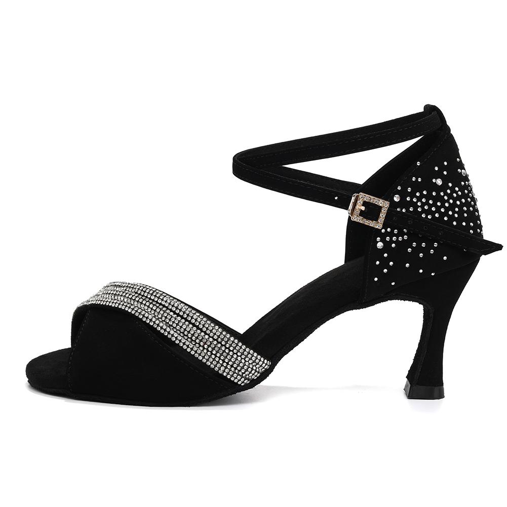 New Diamond Faced Women's Latin Dance Shoes Fashion Wedding Ball Soft Bottom Salsa Ruma Dance Heel Height 7CM