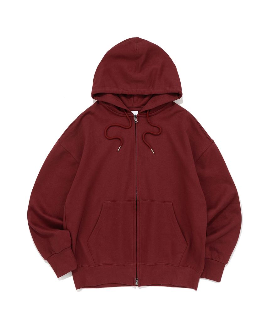 La Felpa con Cappuccio Le Custom The Essential Oversize Liscia con Zip Bidirezionale (Borgogna)