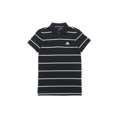 Garngefärbtes gestreiftes kurzärmeliges Poloshirt Herren Oberteile Schwarz FT2836