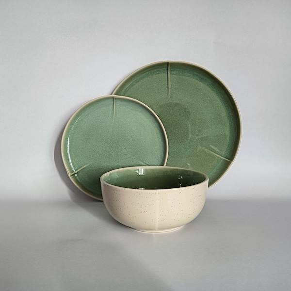 Dinner and Breakfast Set 18 Pieces, Set of Plates for 6 People, ZEN MINT