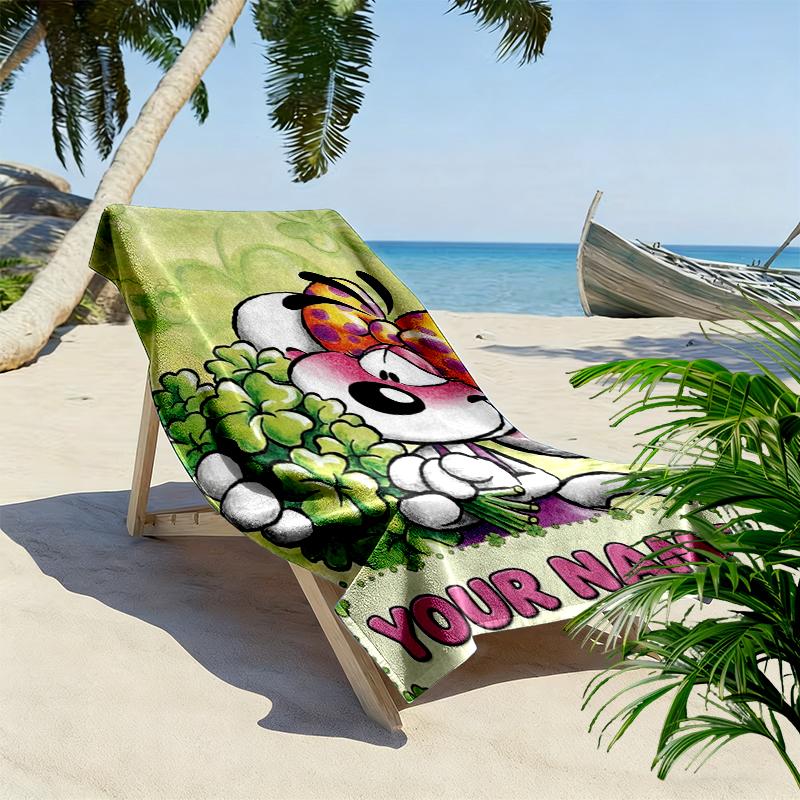 Custom Name DIDDL Print Beach Towel, Large Soft Quick Dry Towel for Beach Camping Swimming