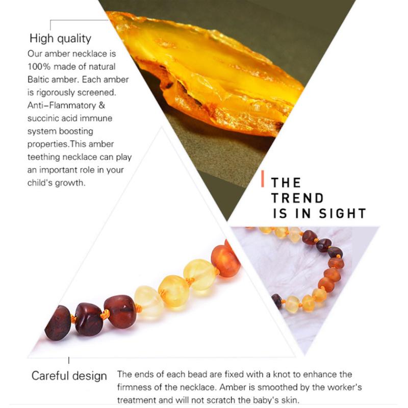 Κολιέ από Κεχριμπάρι Βαλτικής Γνήσιο για Ακατέργαστο Μη Γυαλισμένο Κεχριμπάρι Κολιέ Οδοντοφυΐας Παιδικές Χάντρες Κοσμήματα Γούρια Διακόσμηση Δώρο για Αγόρια G