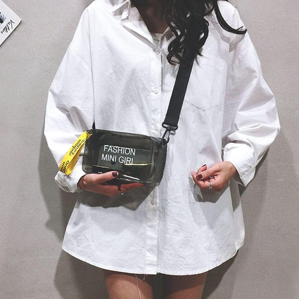 Průhledná laserová crossbody taška pro ženy, bonbónová barva, písmeno, módní mini taška přes rameno, messenger taška, PVC želé, malá tote taška