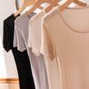 Womens Silk Short Sleeve T-Shirt Loose Round Neck Sleepwear Top Breathable Soft Mulberry Underlayer