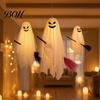 Reusable Festival Holiday Decor Halloween Lighted Hanging Ghost with Broom Decor, Flying Broomstick Ornaments Remote Multi Mode Lighting Control