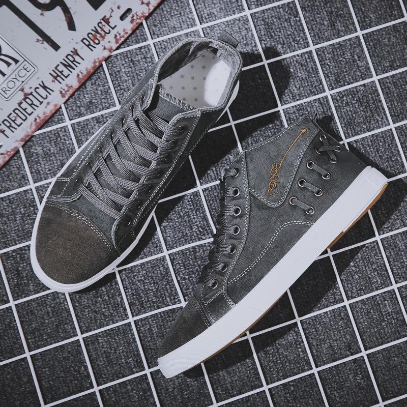 Boys Canvas Shoes Retro Trendy Shoes Men'S Casual Shoes Trendy High-Top Denim Cloth Shoes Men'S Shoes