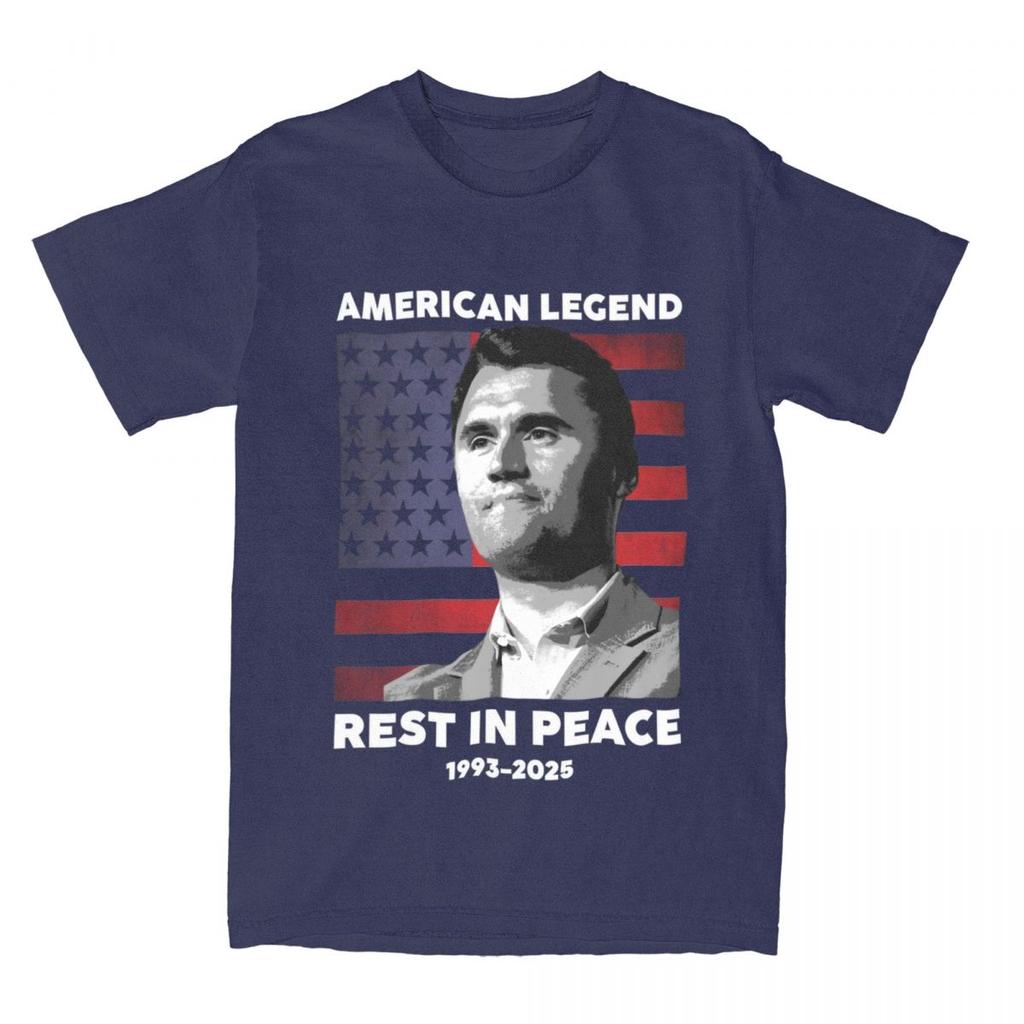 Legend Rest In Peace 1993-2025 Charlie Kirk T-Shirt Vintage 100% Cotton Tees Round Collar Short Sleeve T Shirt Classic Clothing