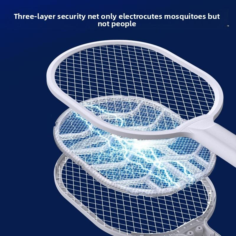 Raqueta eléctrica matamosquitos 2 en 1 recargable por USB lámpara asesina de insectos para hogar