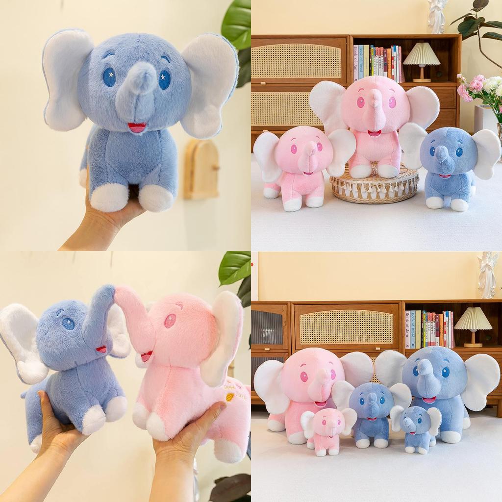 Adorable Lucky Plush Elephant Doll In Soft Blue And Pink Colors Perfect For Kids And Birthday Gifts