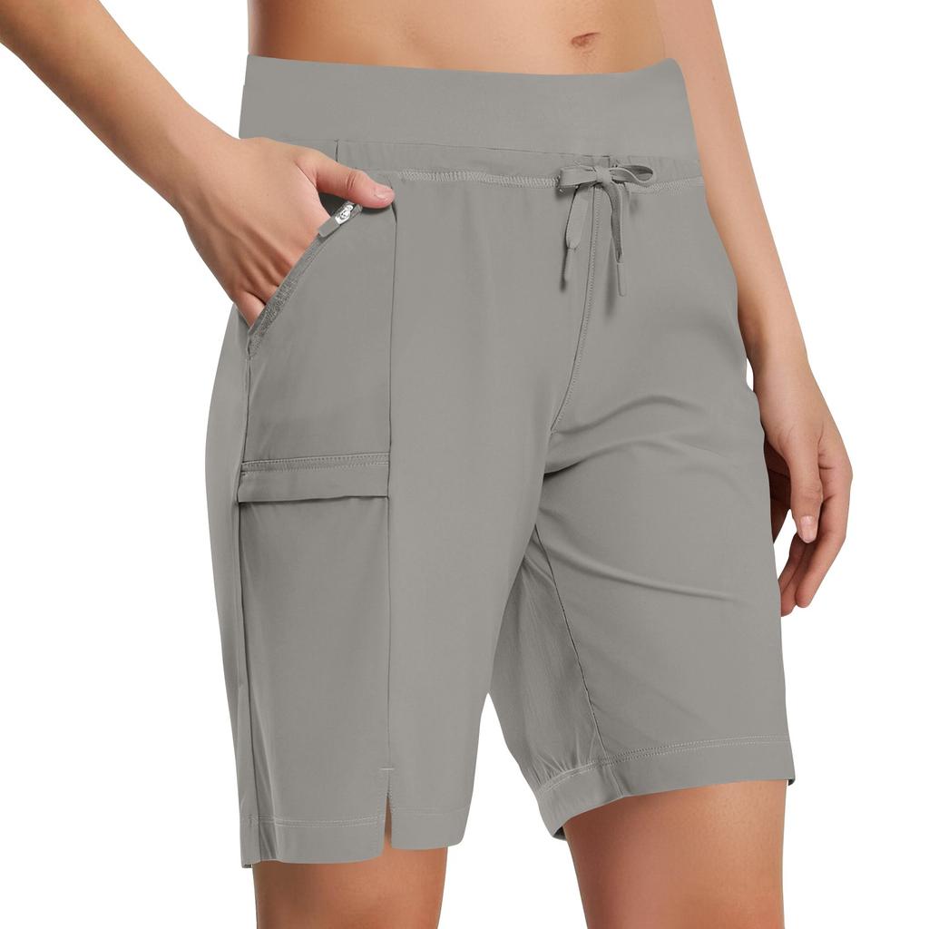 Pantaloni scurți casual de drumeție pentru femei cu buzunare