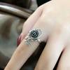Buyee 925 Silver Rose Flower Open Ring for Women Elegant Fashion Jewelry Big Circle Gift Ethnic Fine Female