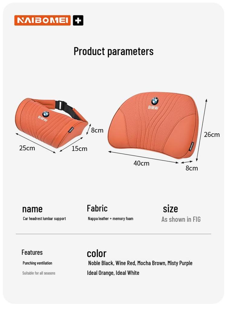 Zeekr 001/X/009 Car Headrest & Neck Pillow with Lumbar Support for Front and Rear Seats