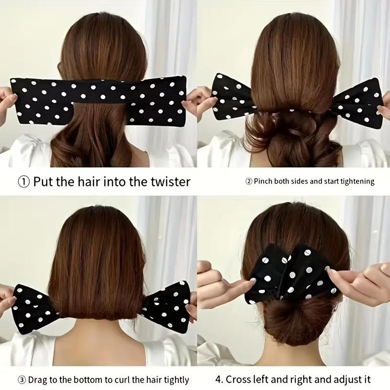 Solid Color Polka Dot Twist Hair Clip for Women Elegant Hairband Lazy Fashion Hair Curler Hair Accessories