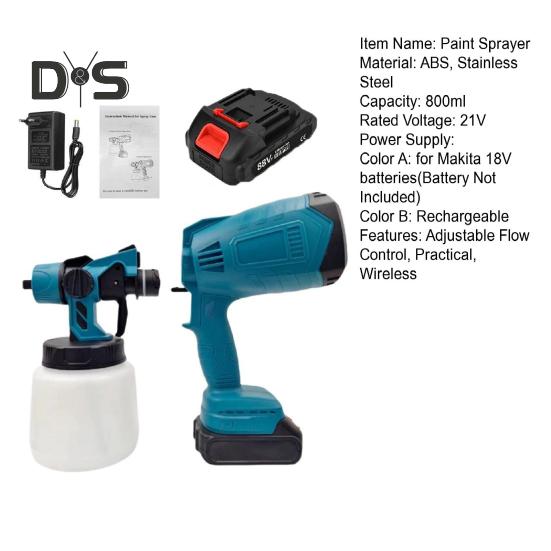 Cordless Paint Sprayer with Detachable Tank 3 Spray Patterns Adjustable Flow Control Battery Powered Handheld Paint Sprayer