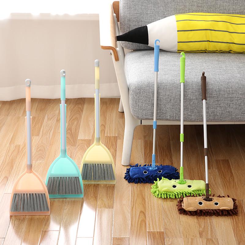 Kids' Mini Cleaning Set: Broom, Dustpan & Mop Toy for Playhouse or Kindergarten